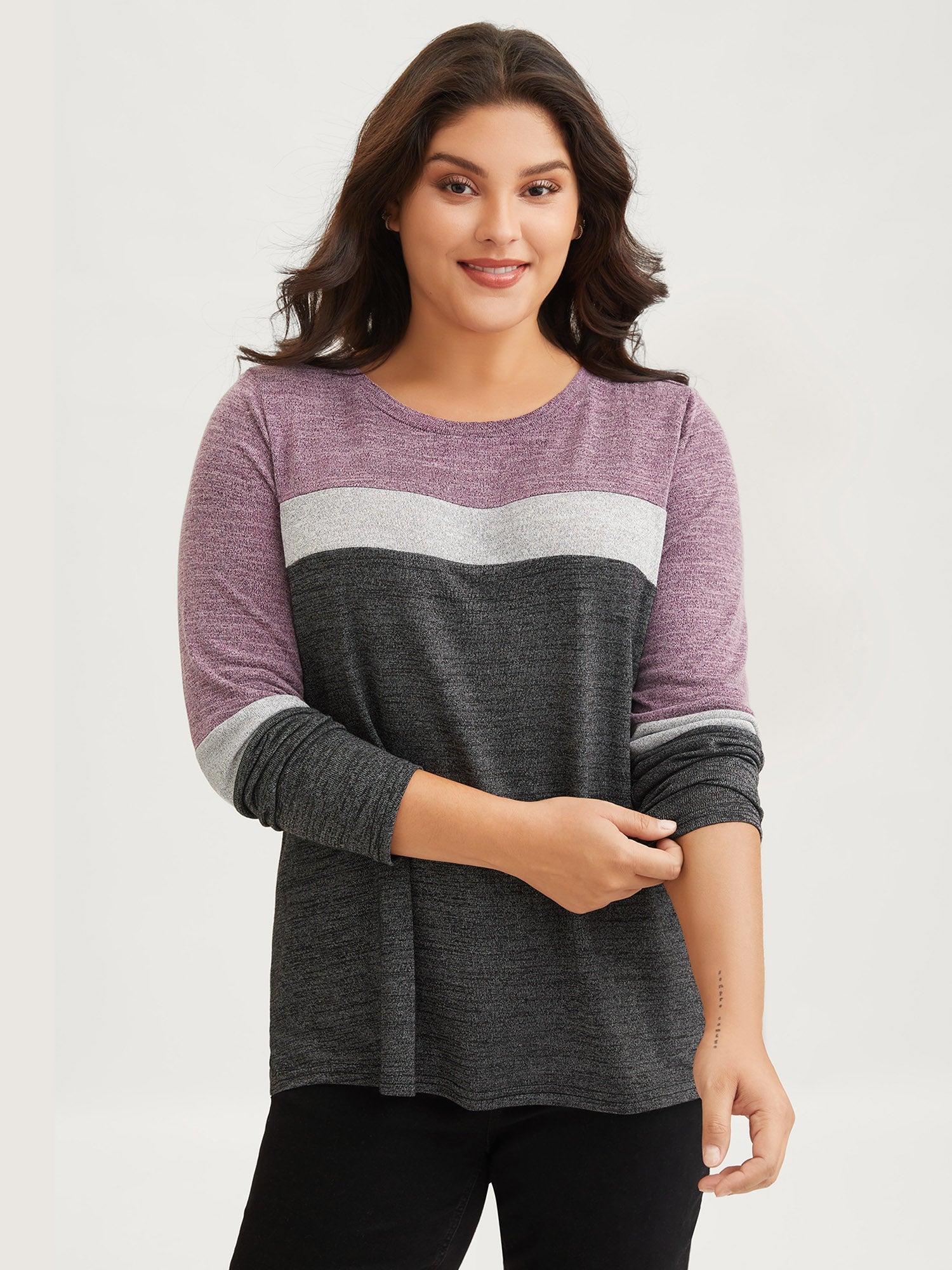 Heather Colorblock Contrast Crew Neck T-shirt