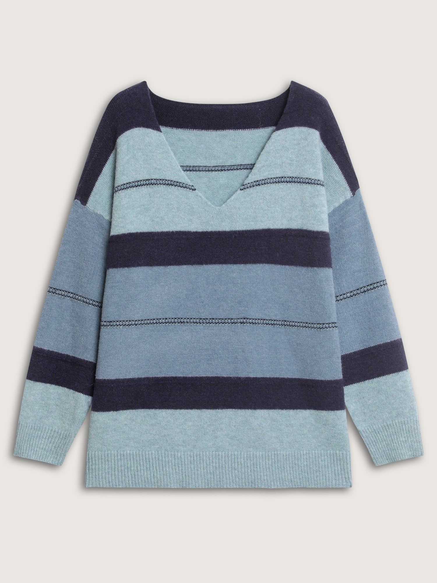Striped Print Color Contrast Pullover