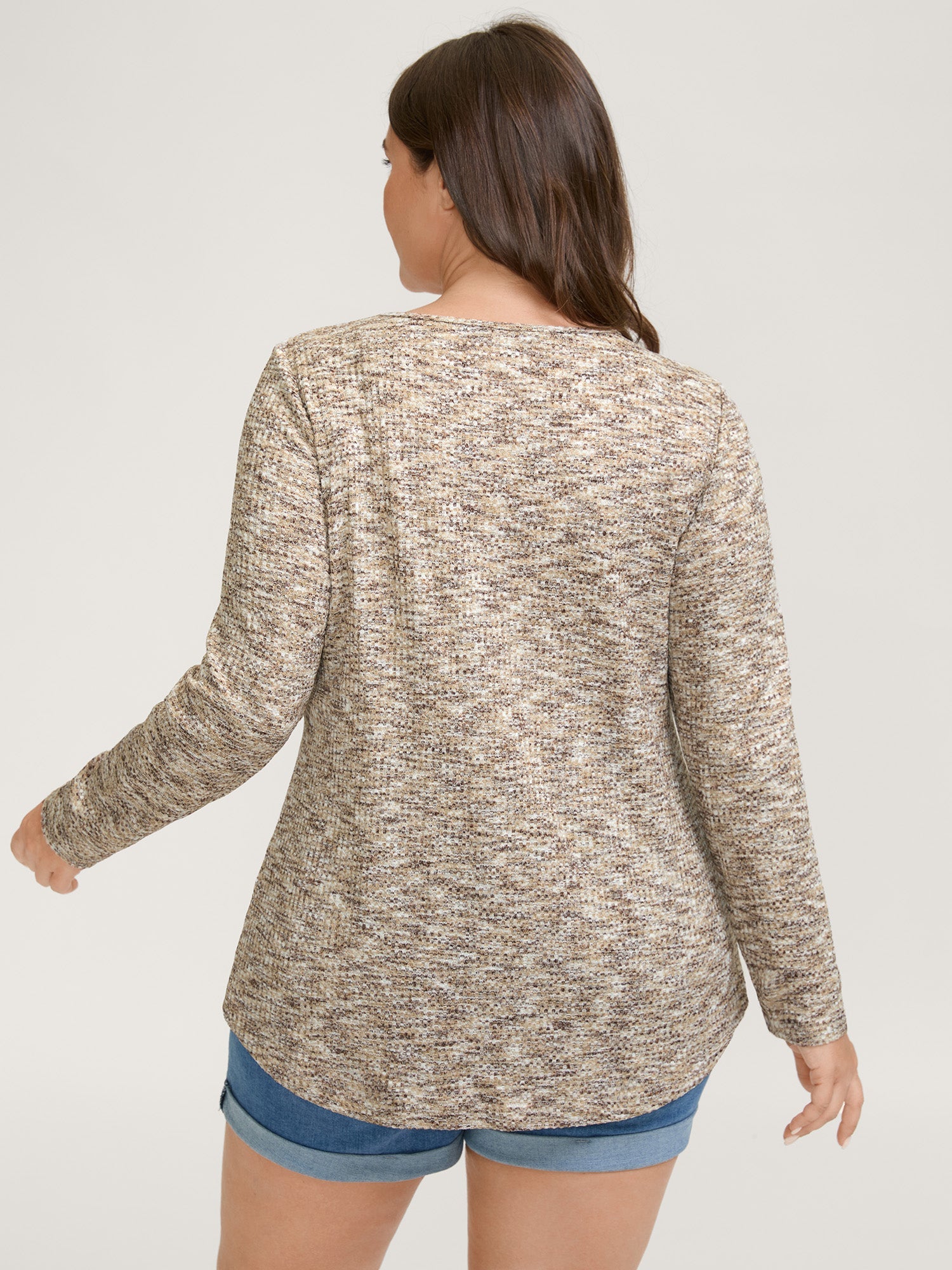 Textured Knit Pleated Neckline Top