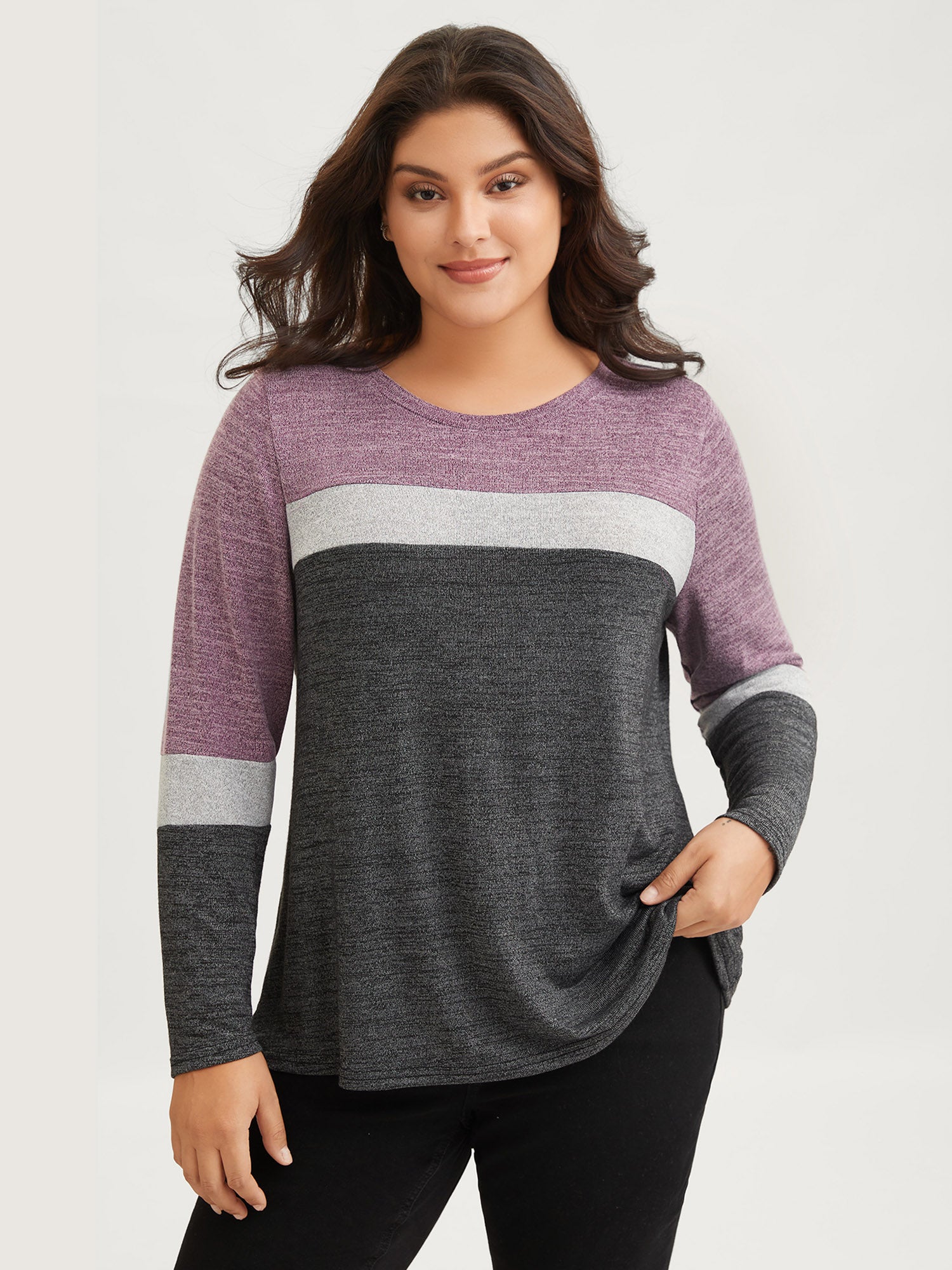 Heather Colorblock Contrast Crew Neck T-shirt