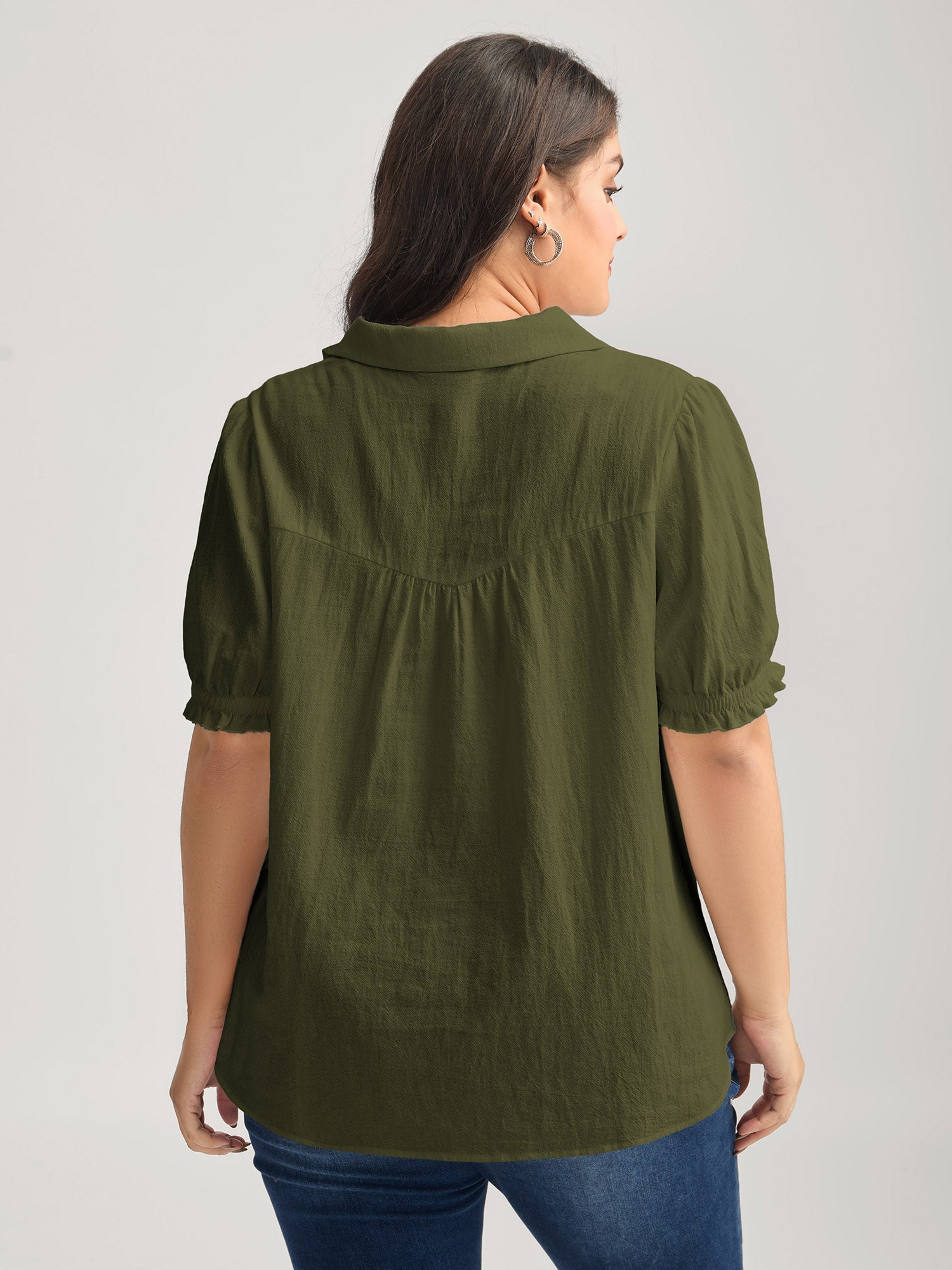 Pure Cotton Ruffled Puffy Sleeve Blouse