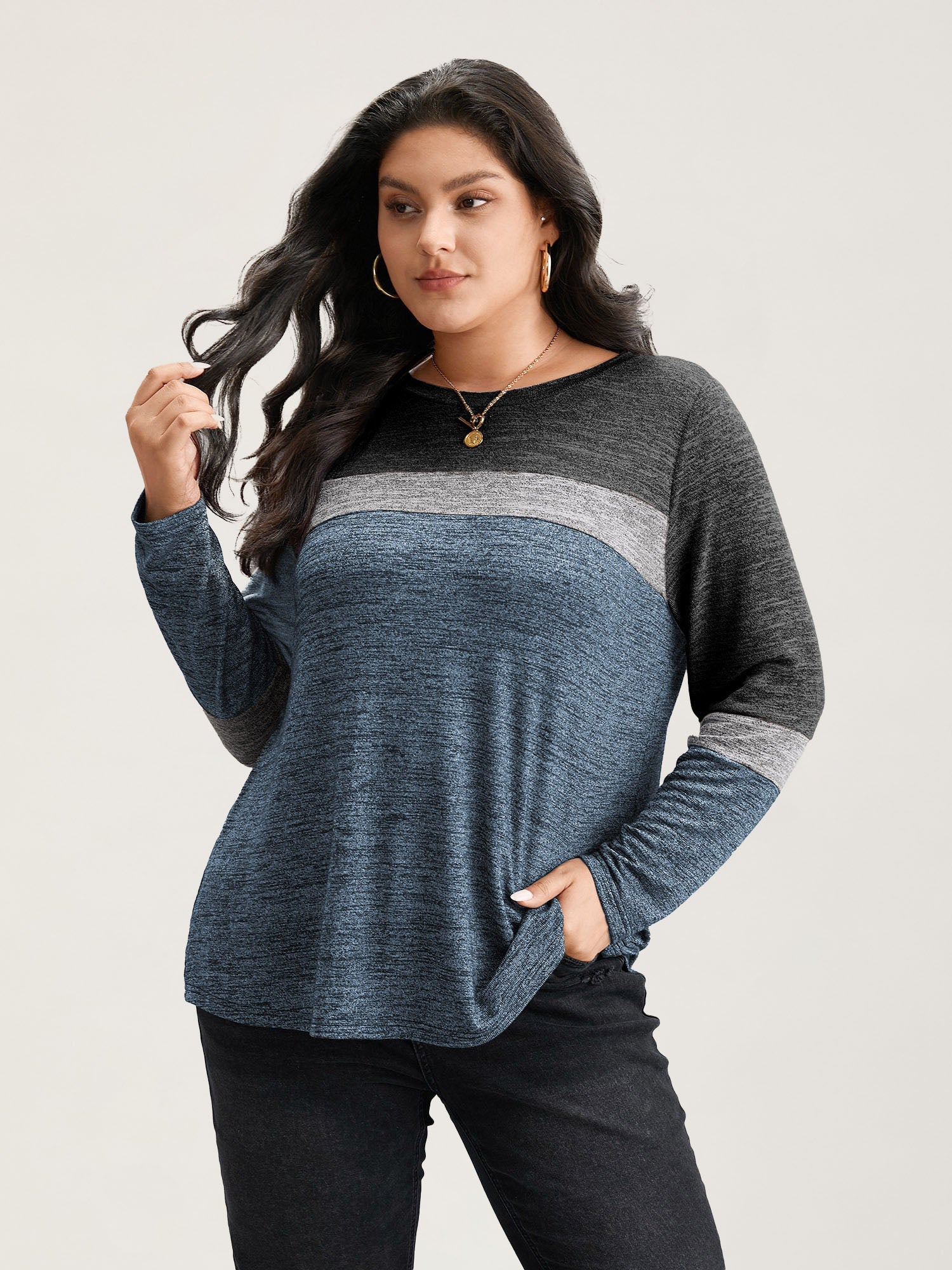 Heather Colorblock Contrast Crew Neck T-shirt