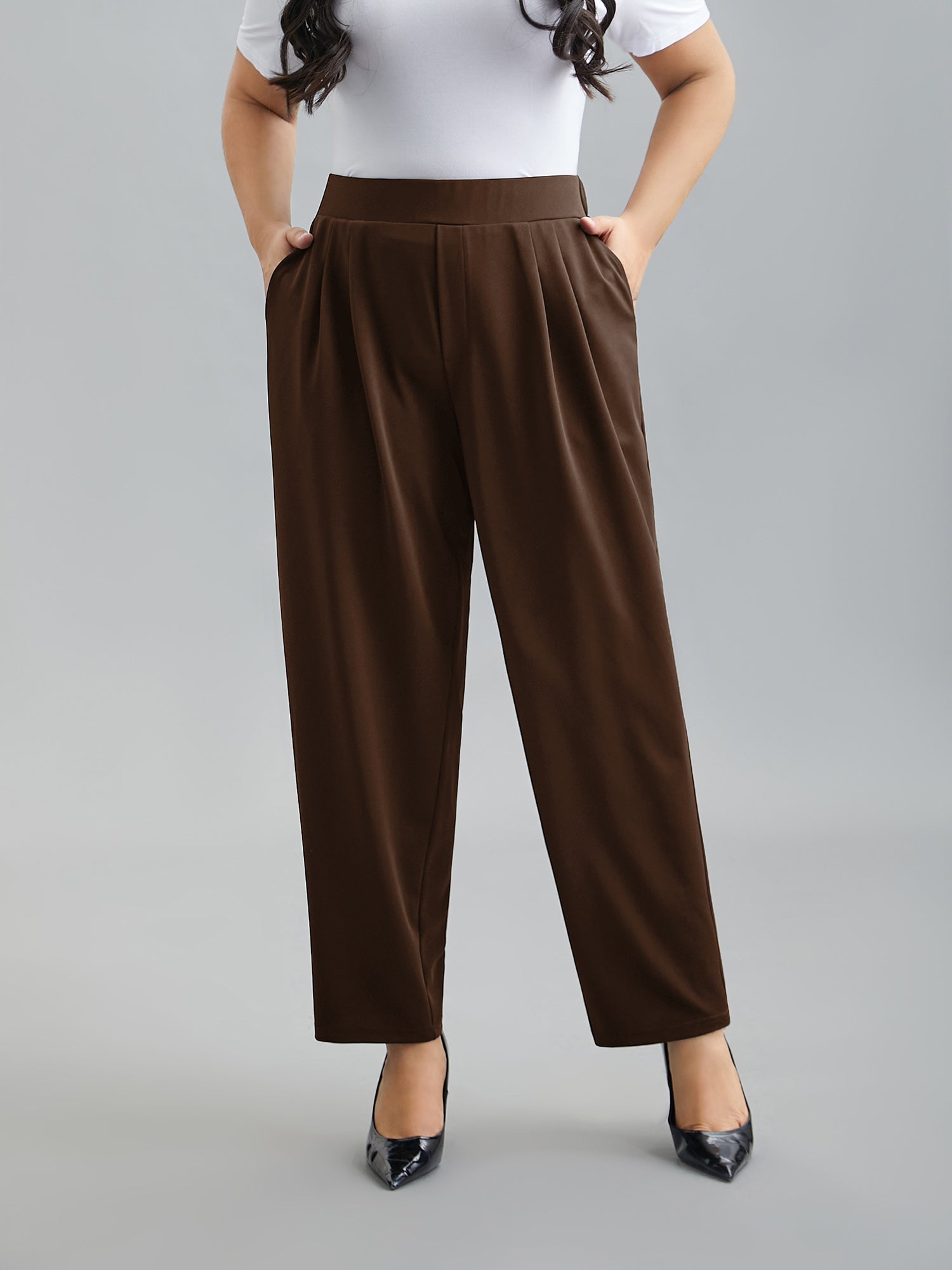 Stretchy-Waist Straight Leg Pants
