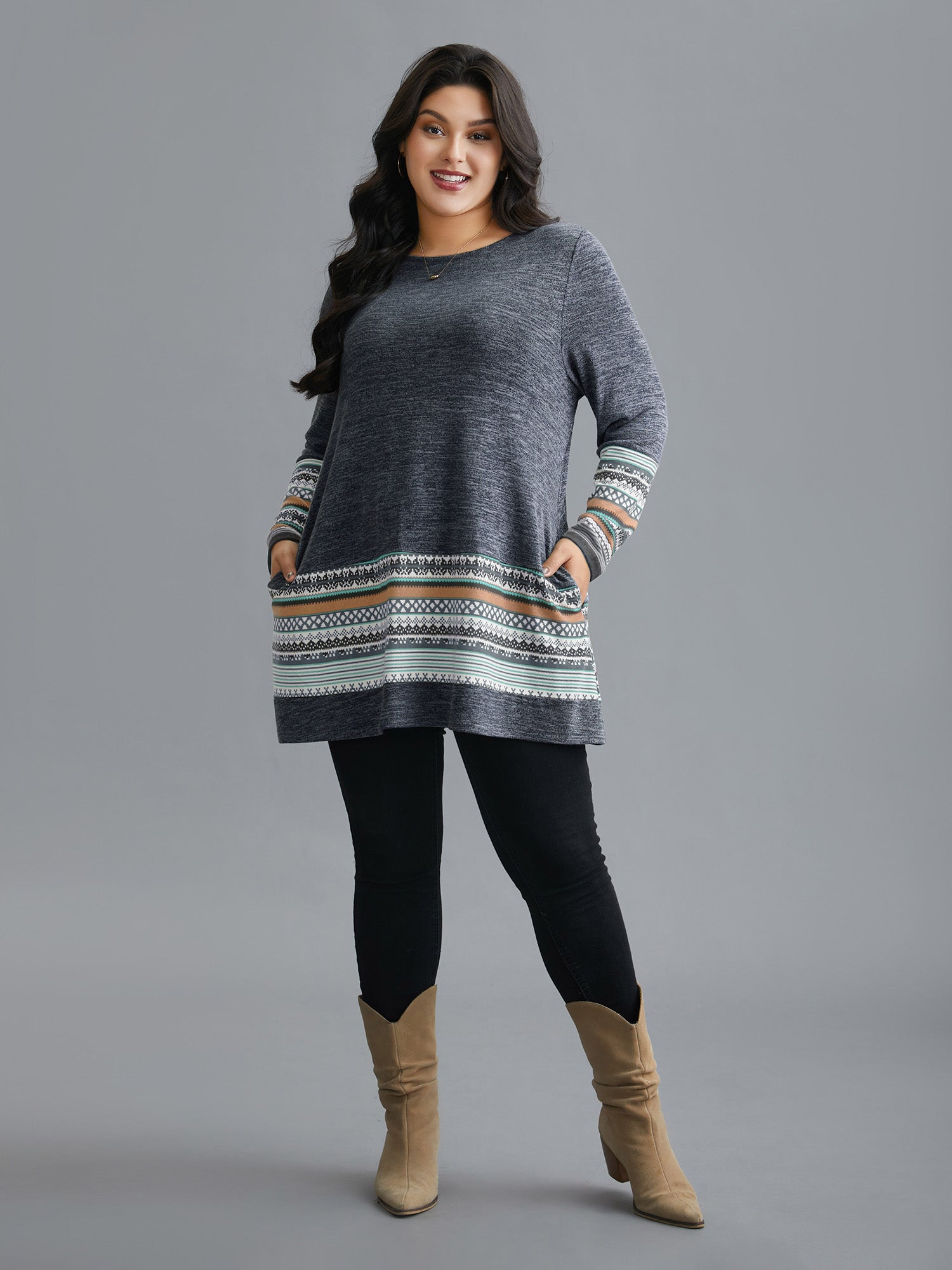 Tunic Boho Print Pocket T-shirt