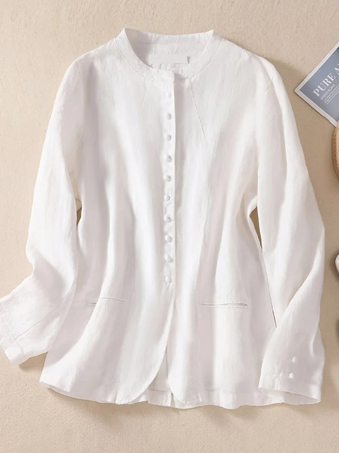 Cotton Thin Loose Mandarin Collar Casual Suit