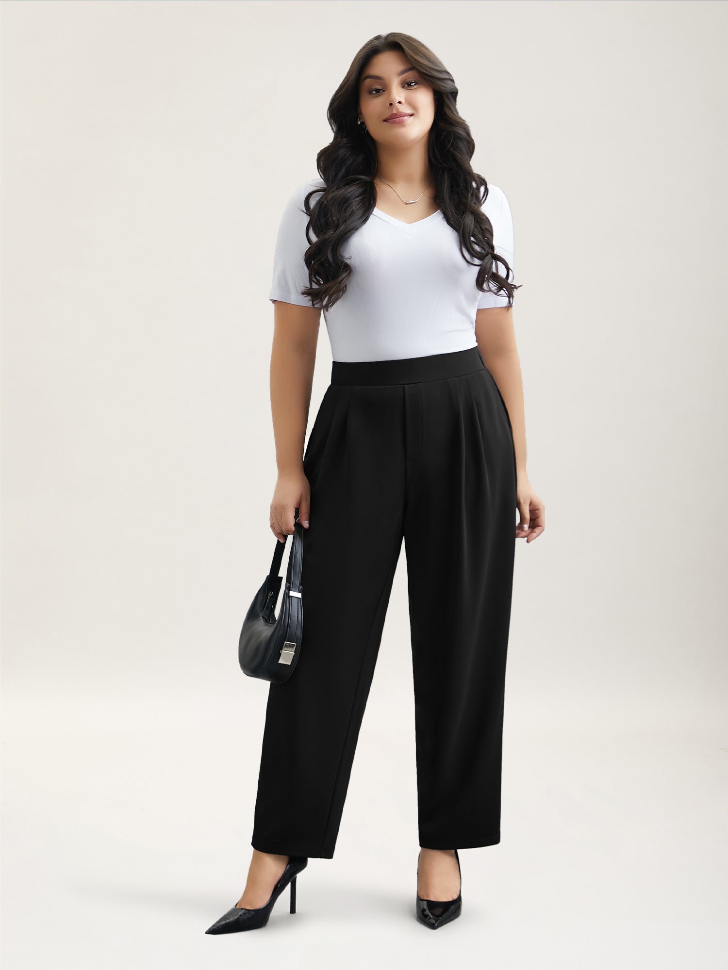 Stretchy-Waist Straight Leg Pants