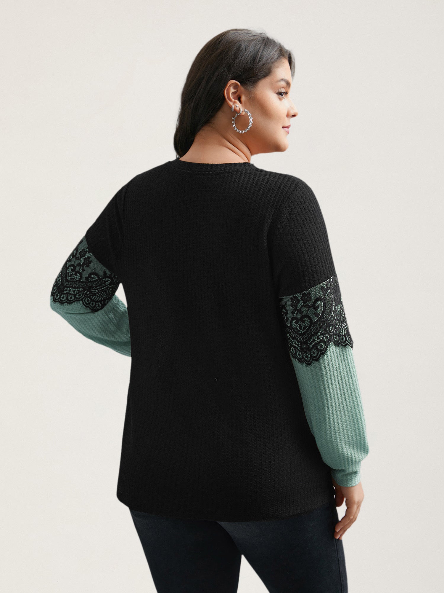 Crochet Lace Mesh Contrast Patchwork Top