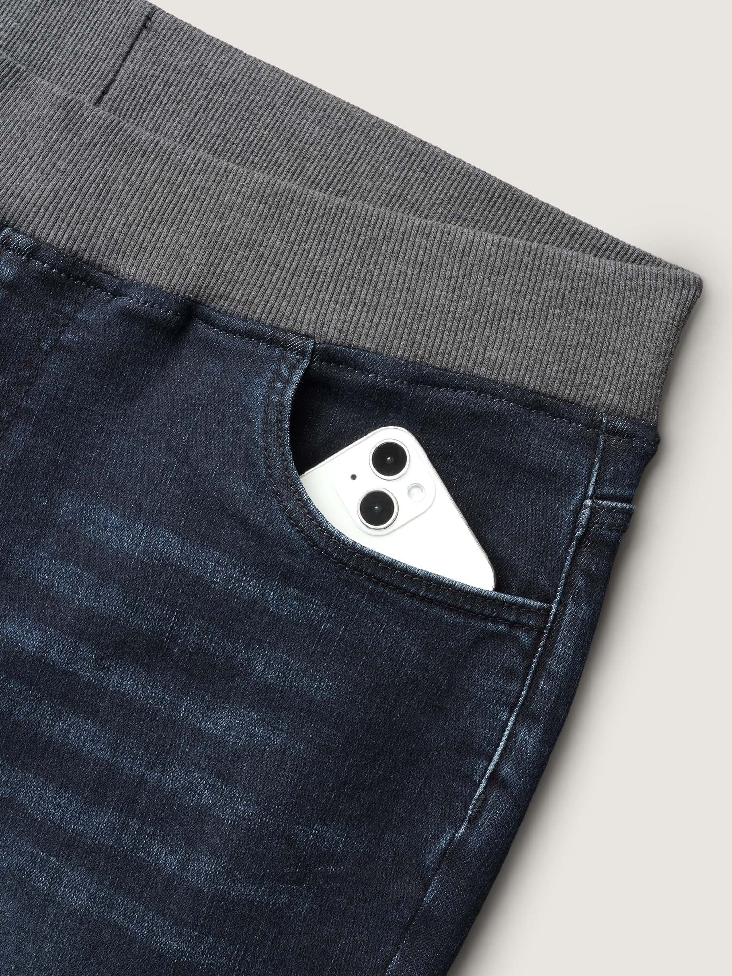 Stretchy Whiskered Waist Skinny Knit Jeans