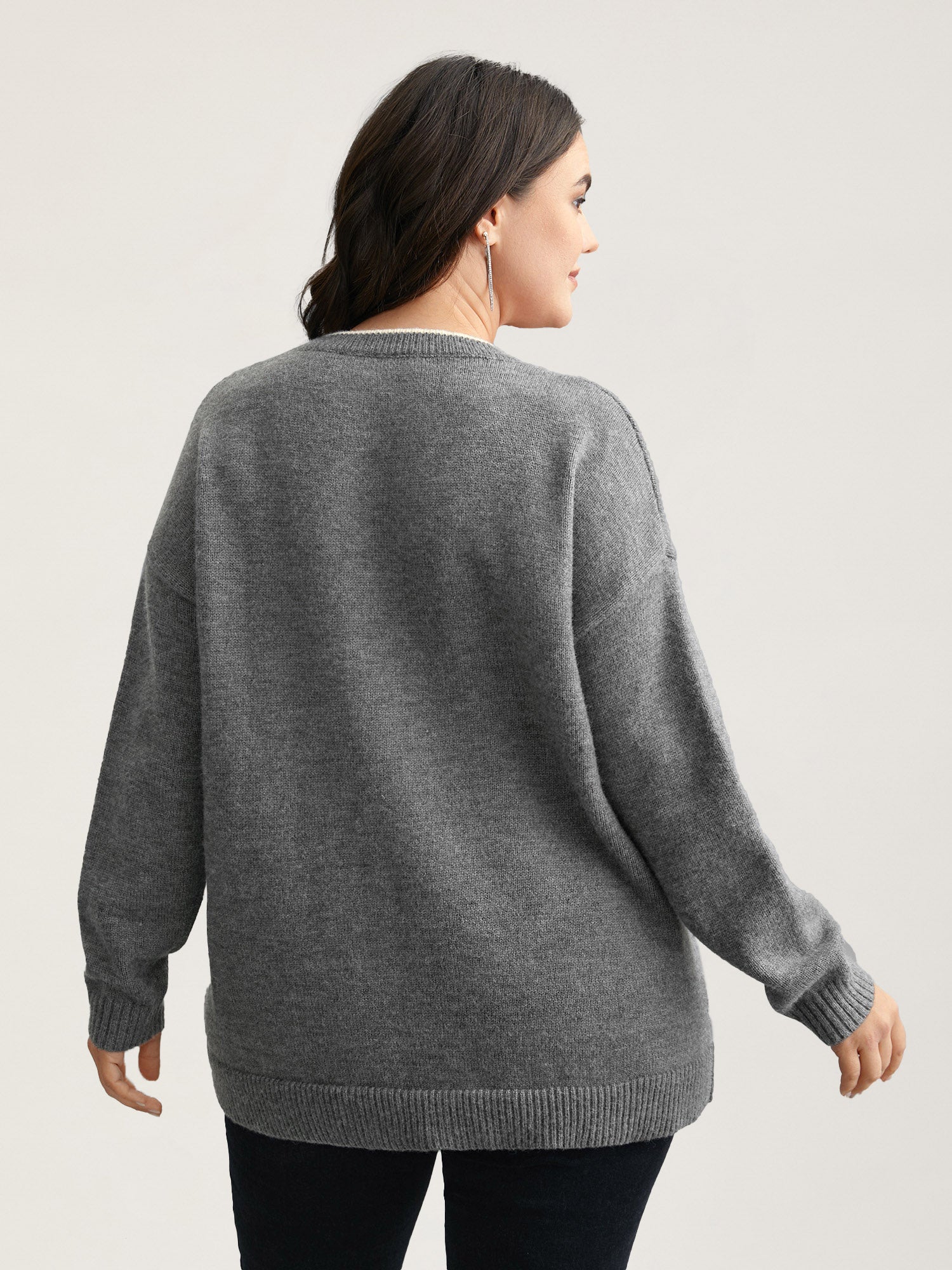 Floral Textured Crew Neck Pullover