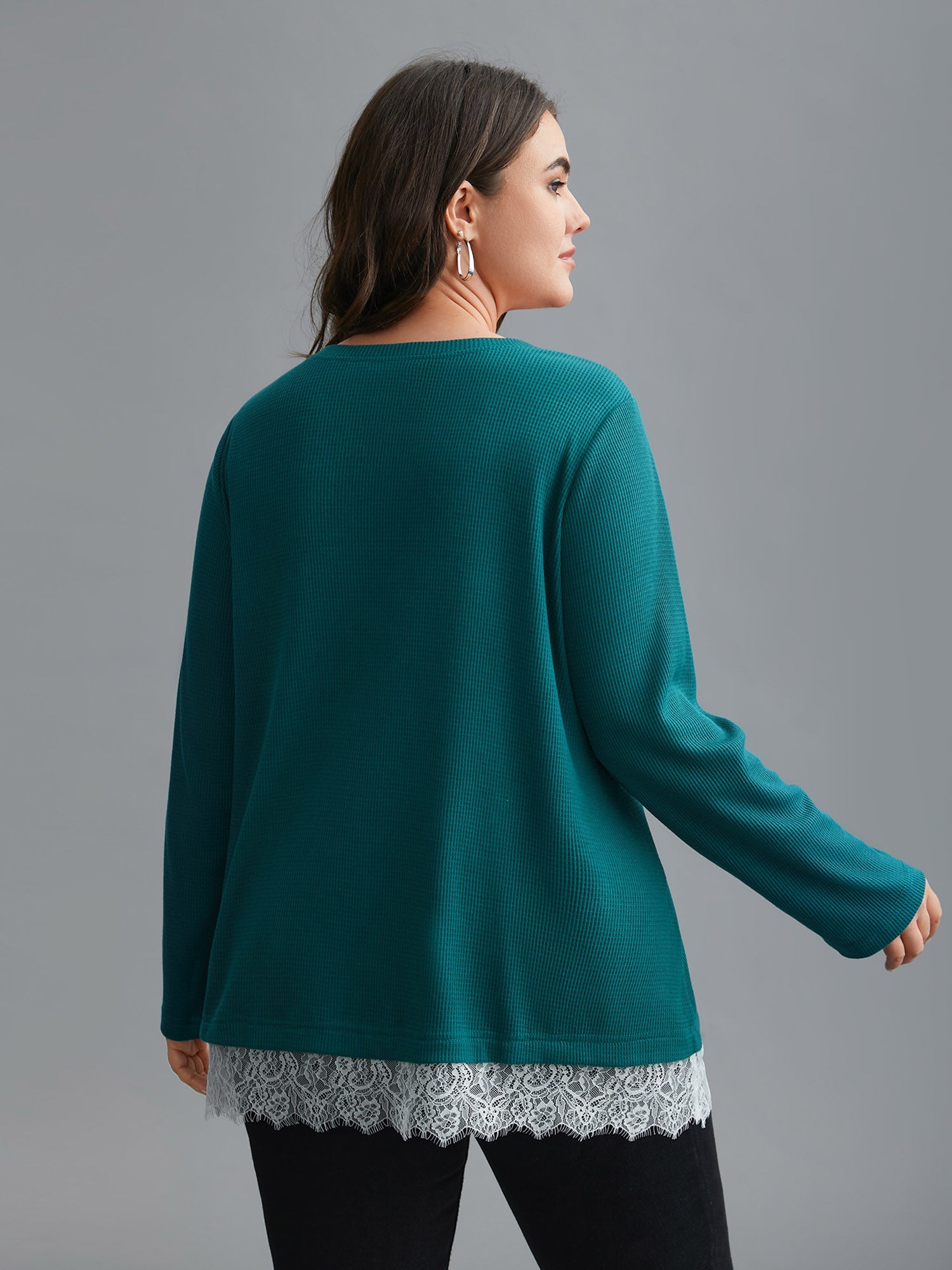 Crochet Lace Button Detail Wrap Knit Top