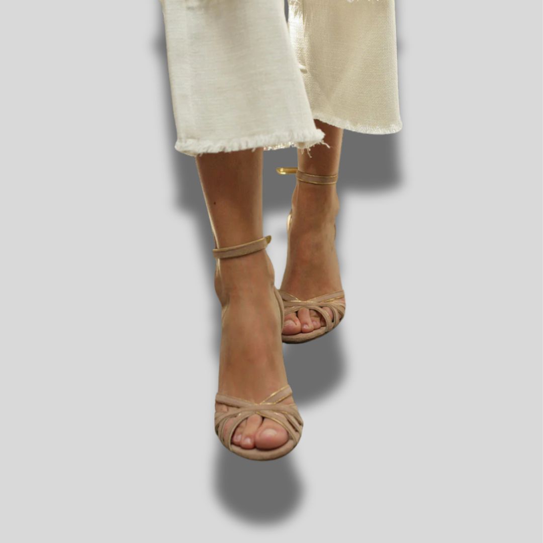 Heather™ | Women's Patchwork Sandals with Round Toe and Slim Heel