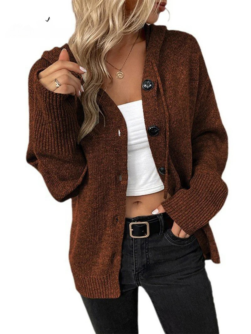 Solid Color V-neck Knitted Cardigan Jacket
