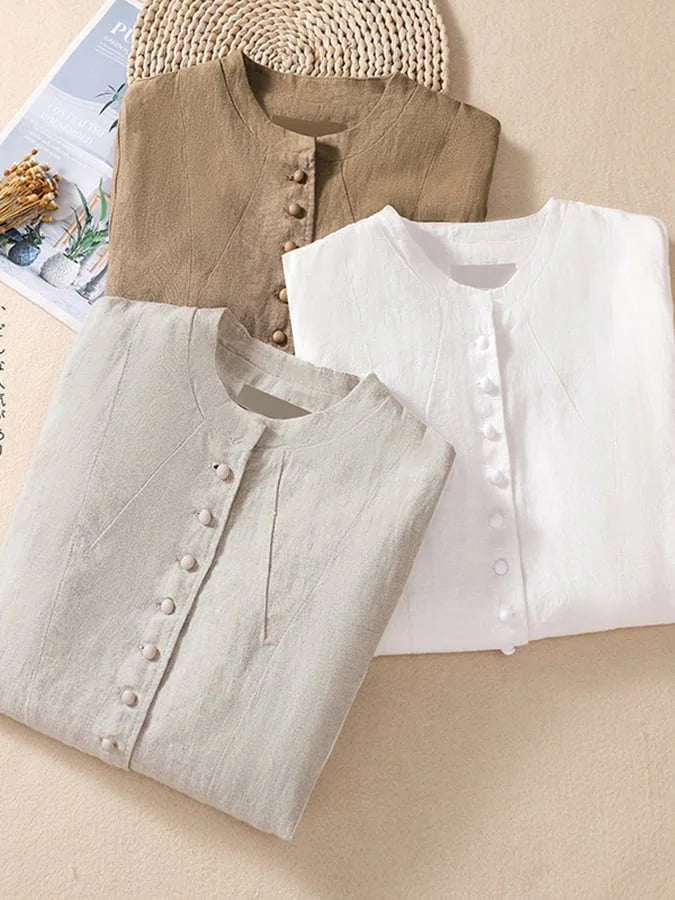 Cotton Thin Loose Mandarin Collar Casual Suit