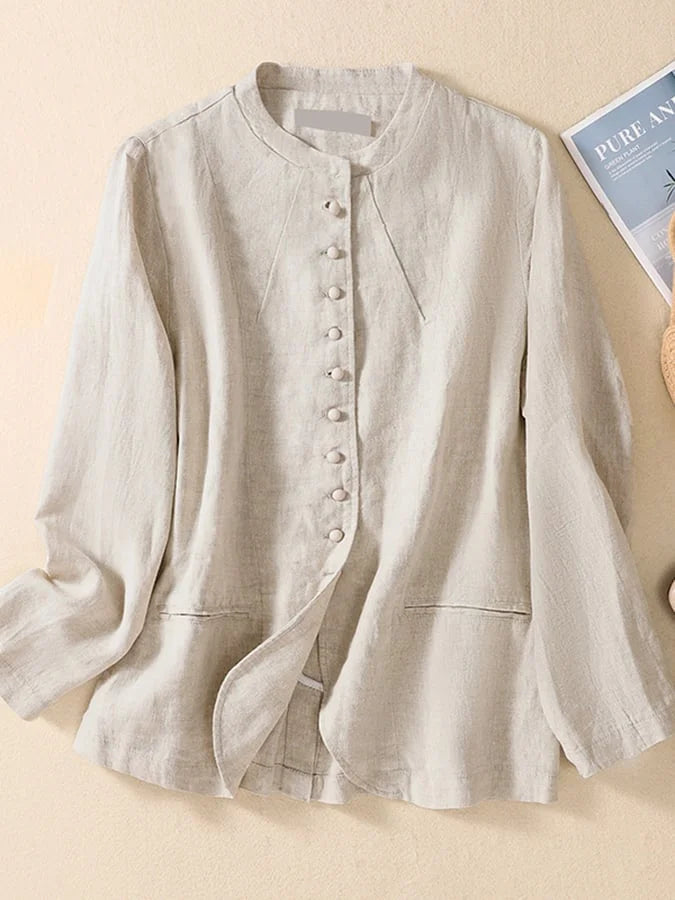 Cotton Thin Loose Mandarin Collar Casual Suit